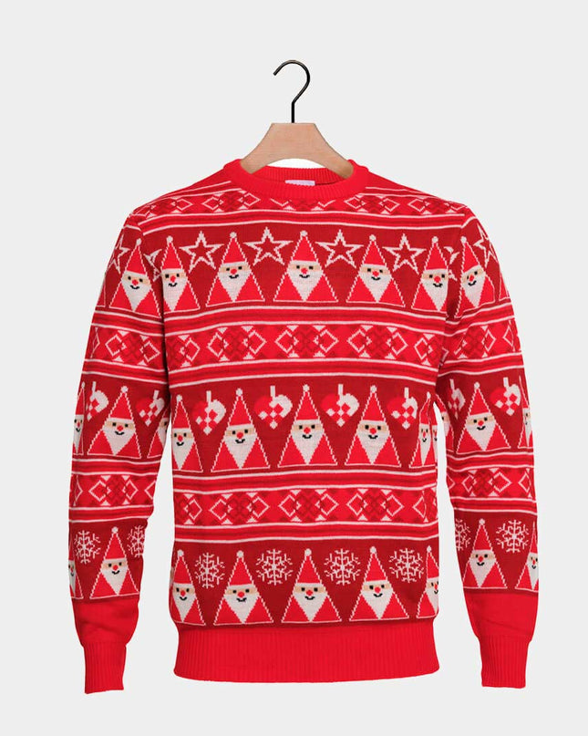 Pull de Noël à rayures rouges avec le Père Noël