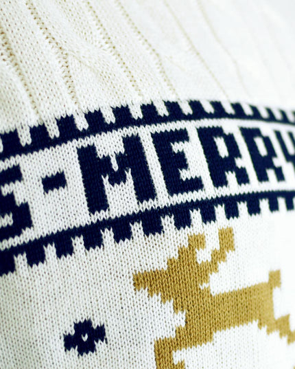 Pull de Noël blanc chic avec rennes 2023