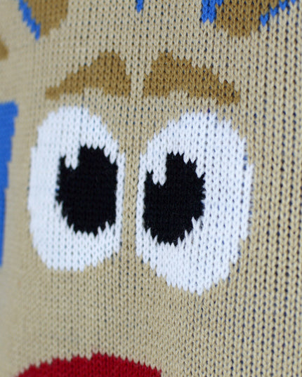 Pull bleu ciel pour femme avec rennes et neige