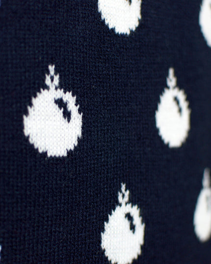 Pull de Noël bleu pour couples avec rennes et neige