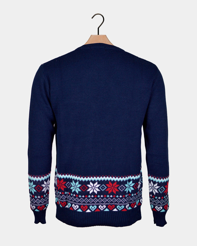 Navy Blue Christmas Sweater for Couples - Merry Christmas Design