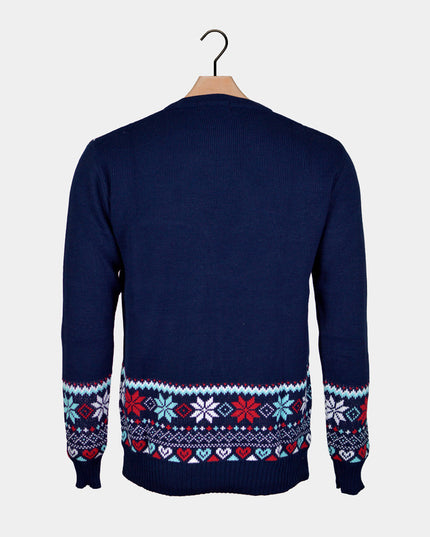 Pull de Noël bleu marine pour femme