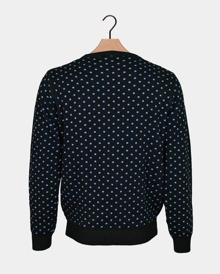 Pull de Noël bleu pour femme avec renne au nez rouge en 3D