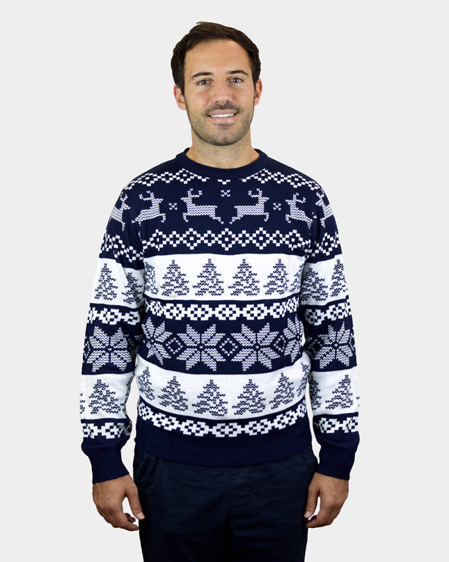 Pull de Noël bleu pour homme, style Pôle Nord