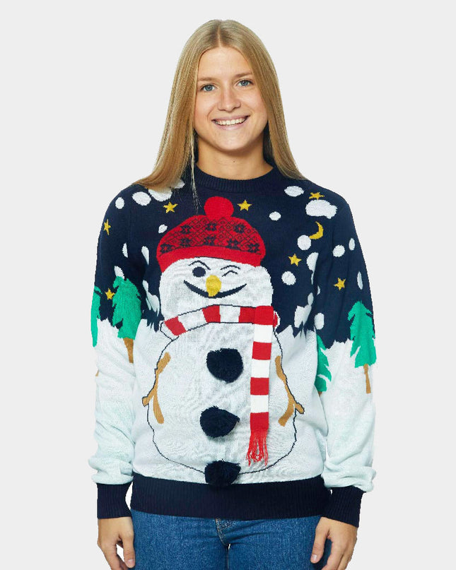Pull de Noël bonhomme de neige 3D