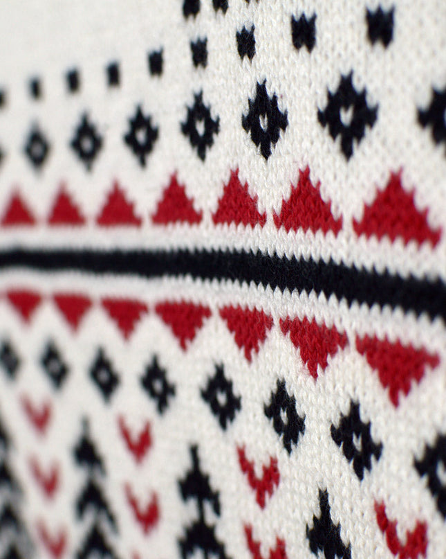 Pull de Noël beige chic pour couples, à col roulé