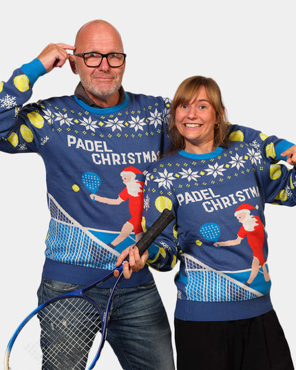 Pull de Noël bleu Padel