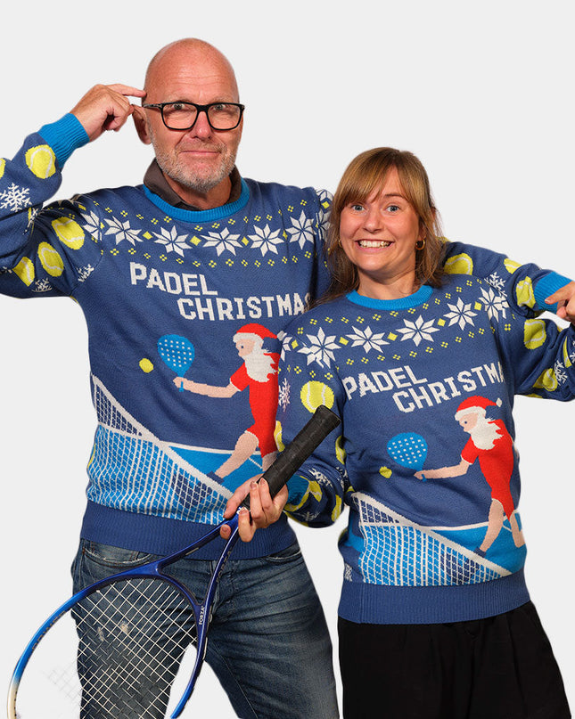 Pull de Noël bleu Padel