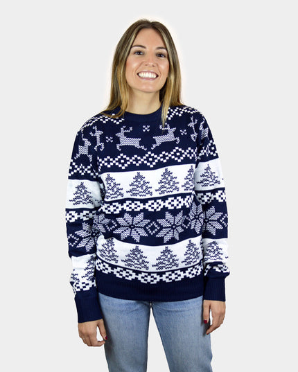 Pull de Noël bleu pour couples du Pôle Nord