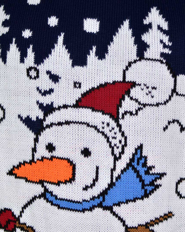 Bonhomme de neige en traîneau pull de Noël