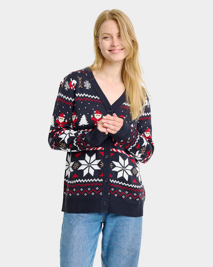 Blue Cardigan Couple Christmas Sweater with Polar Stars