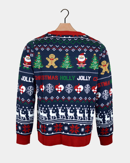 Gilet de Noël bleu et rouge pour couples