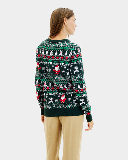 Pull de Noël vert joyeux pour couples en coton biologique