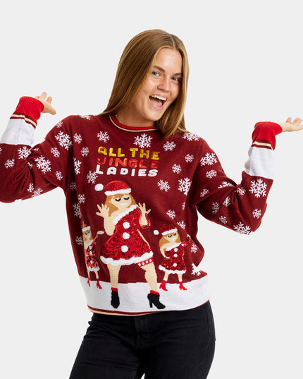 Pull de Noël pour couple « Jingle Ladies » à paillettes