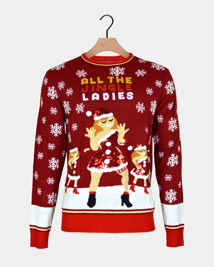 Pull de Noël pour couple « Jingle Ladies » à paillettes