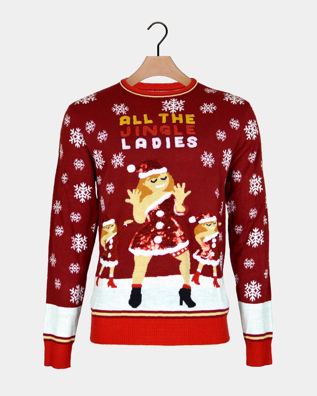 Pull de Noël pour couple « Jingle Ladies » à paillettes