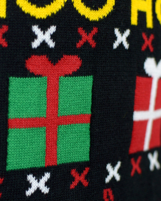 Organic Cotton Couple Christmas Sweater with Santa, Gifts, and Snowmen