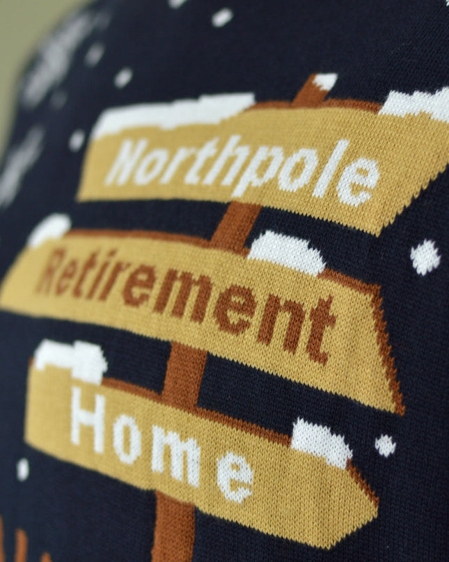 Pull de Noël pour couples avec le Père Noël et un déambulateur sur le chemin de la retraite | Vente outlet