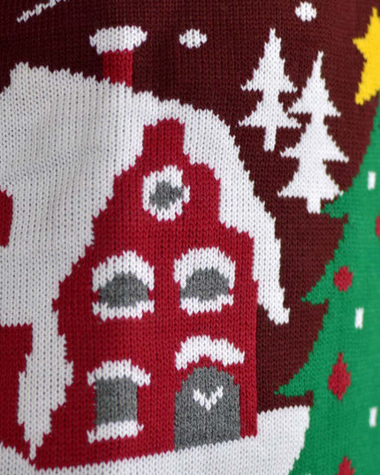 Christmas Sweater for Couples Santa in Sleigh with Christmas Tree