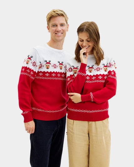 Pull de Noël adorable pour couples avec des rennes