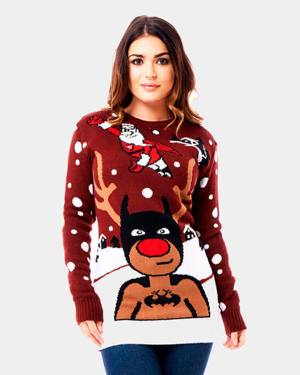 Christmas Sweater for Men Reindeer Batman, Santa Claus, and Superman