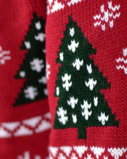 Christmas Sweater for Couples with Reindeer, Trees, and Christmas Gifts