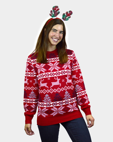 Classic Red Couple Christmas Sweater with Polar Stars