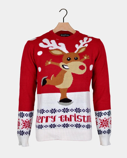 Red Sweater with Skating Reindeer Couple