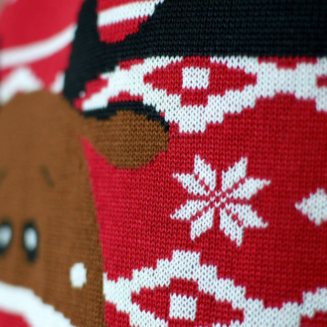 Red Couple Christmas Sweater with Reindeer Rudolph and Scarf