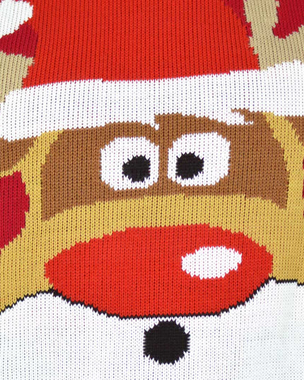 Pull de Noël rouge avec Rudolph le renne