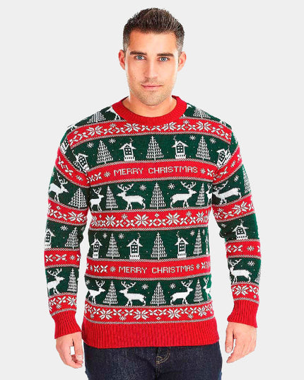 Pull rouge et vert « Joyeux Noël »
