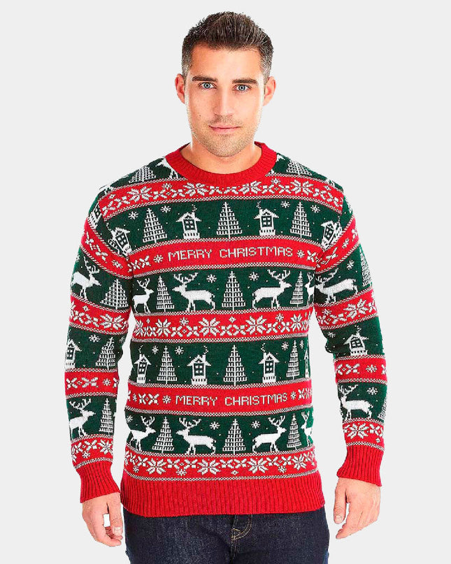 Pull rouge et vert « Joyeux Noël »
