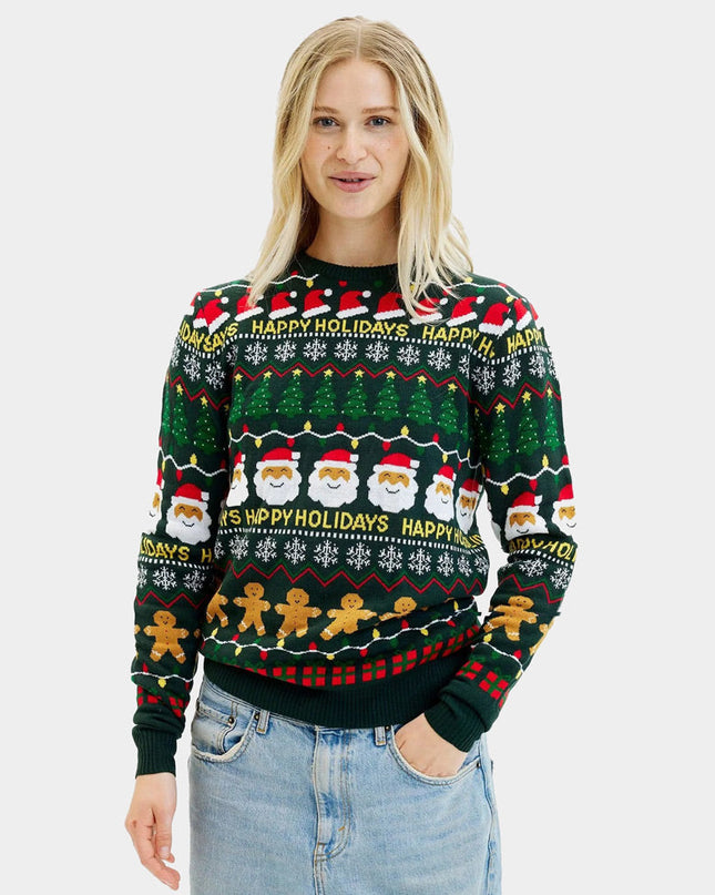Green "Happy Holidays" Christmas Sweater for Couples