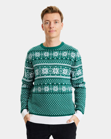 Chic Christmas Sweater for Men Classic Green and White