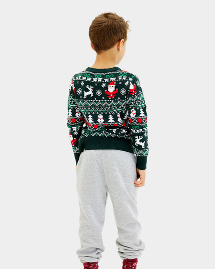 Kids' Joyful Green Organic Cotton Christmas Sweater