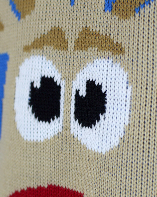 Pull de Noël bleu ciel pour enfants avec rennes et neige