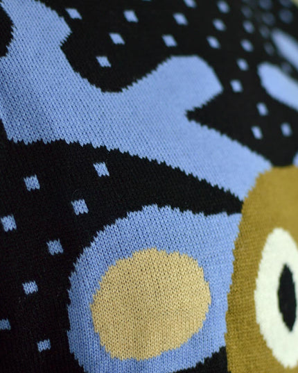 Pull de Noël enfant avec renne bleu et nez rouge en 3D