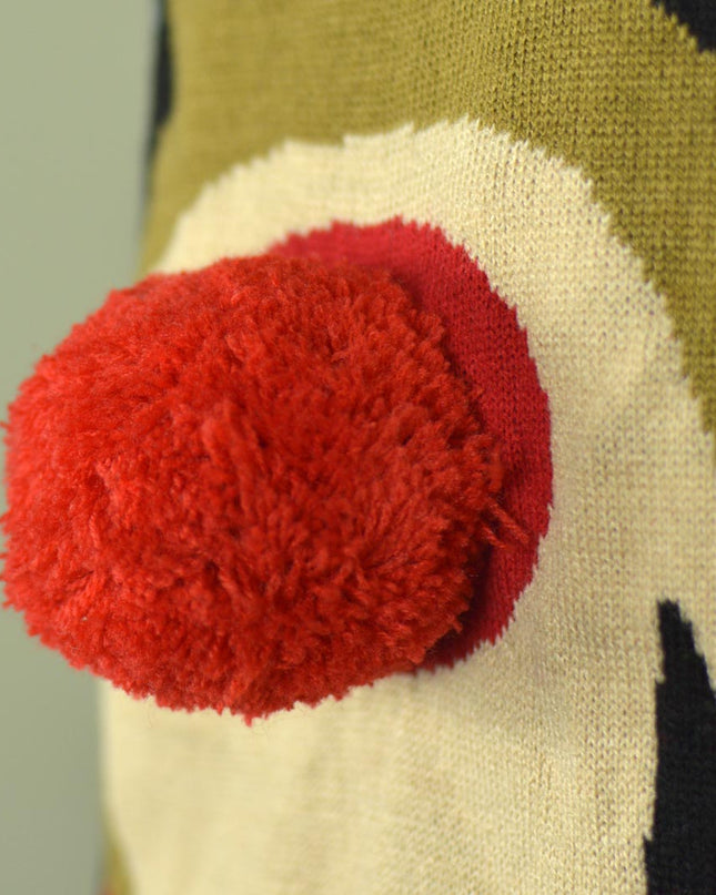 Pull de Noël enfant avec renne bleu et nez rouge en 3D