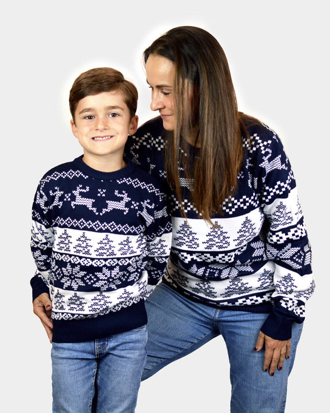 Pull de Noël pour enfants, thème Pôle Nord bleu
