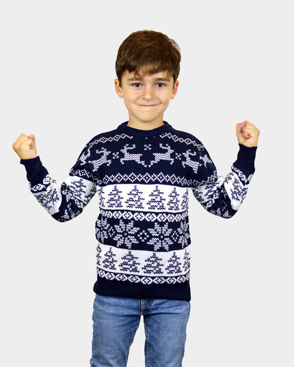 Blue North Pole Christmas Sweater for Kids