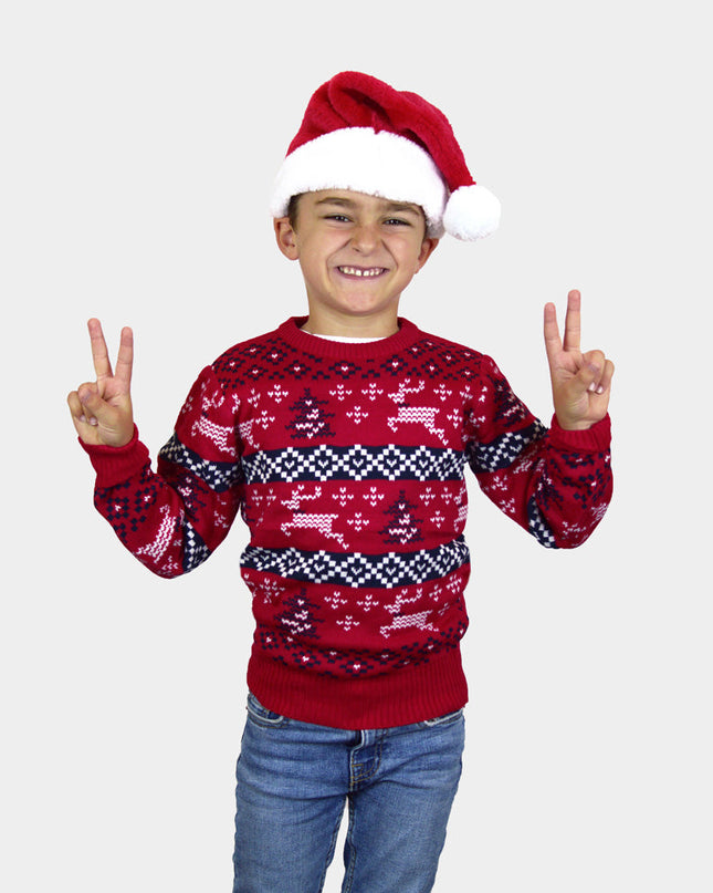 Kids Christmas Sweater Red Canada Theme