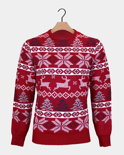 Classic Red Christmas Sweater for Kids with Polar Stars