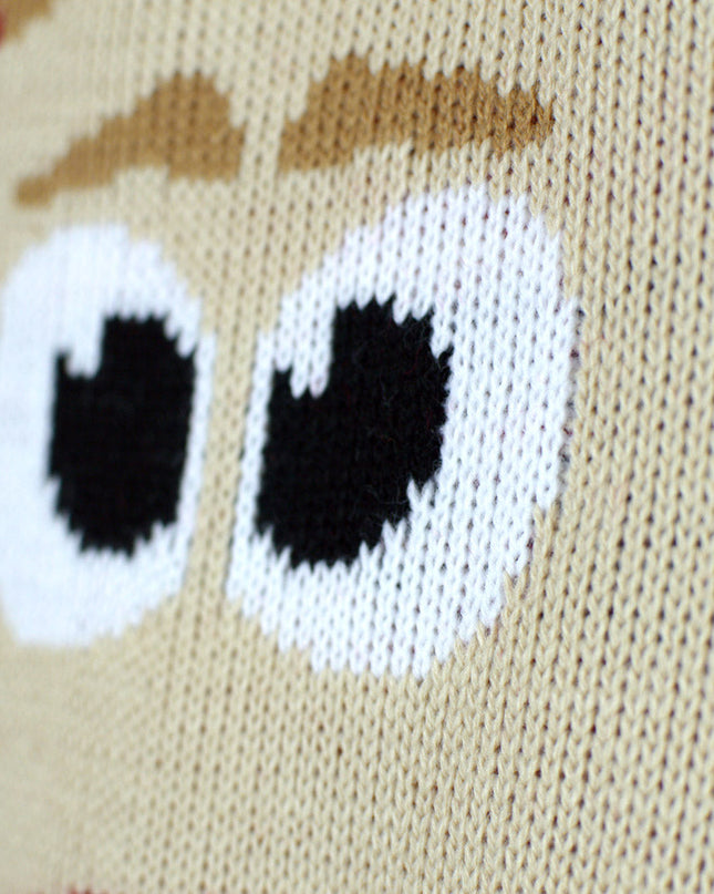 Pull de Noël rouge pour enfant avec des rennes et de la neige