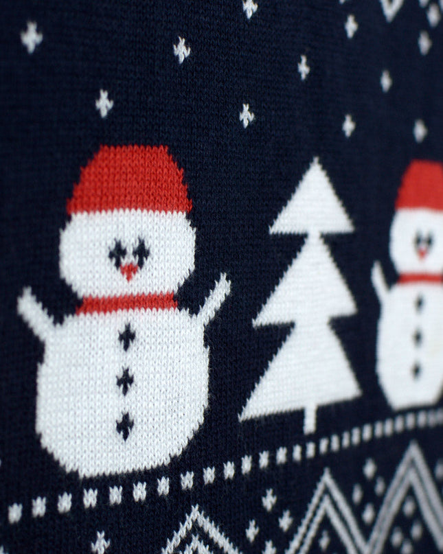 Organic Cotton Christmas Sweater for Kids with Trees and Snowmen