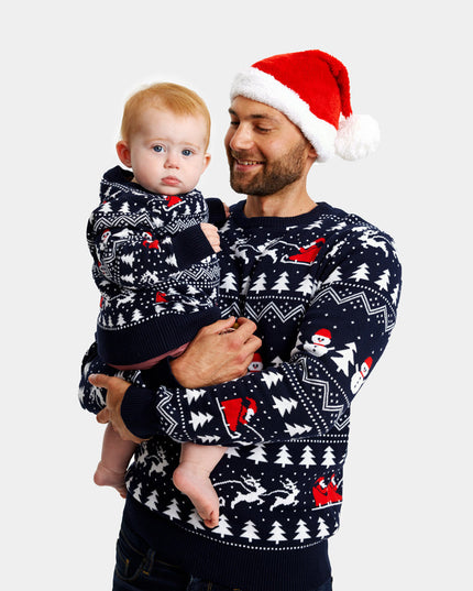 Christmas Sweater for Kids with Trees, Snowmen, and Santa
