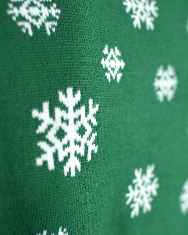Pull de Noël vert houx pour enfants avec paillettes