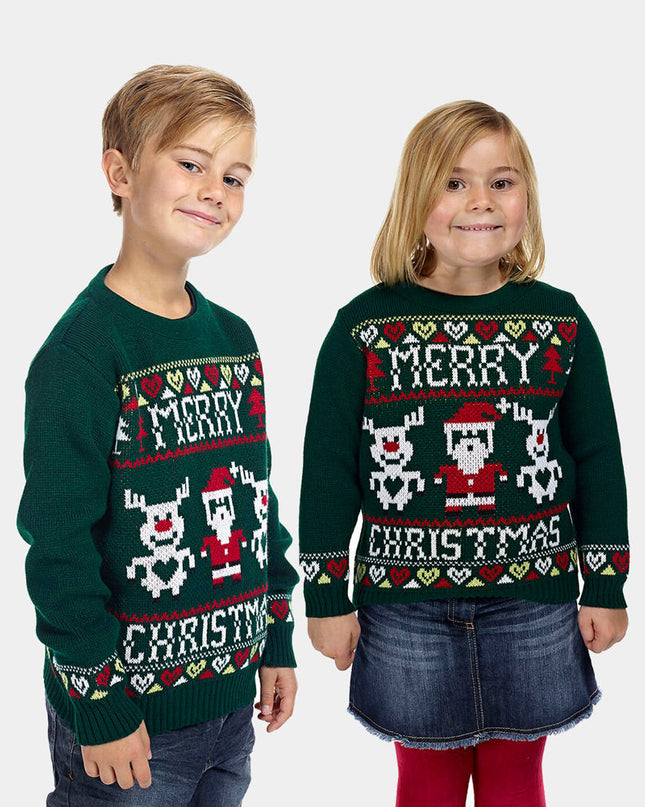 Christmas Sweater for Family with Reindeer and Santa Design
