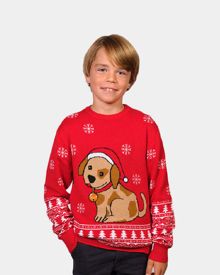 Pull de Noël avec un chiot