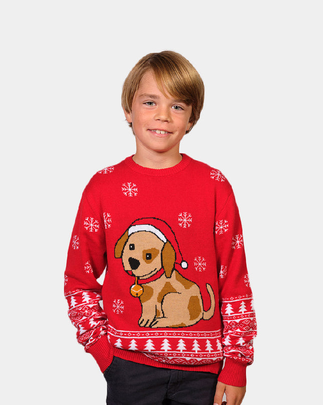 Pull de Noël avec un chiot