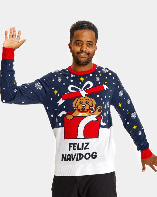 Pull de Noël Feliz Navidog pour femmes